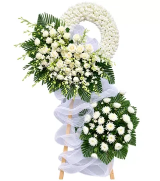 Kệ hoa viếng hồng trắng