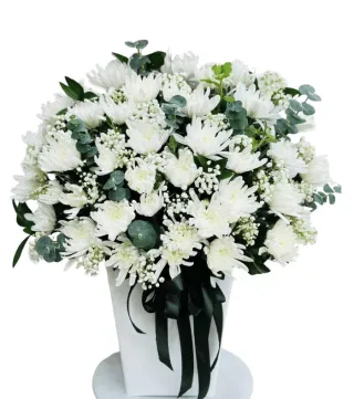 Bình hoa viếng trắng xanh