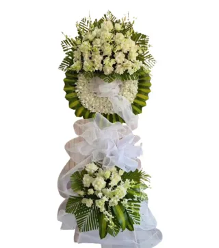 Kệ hoa viếng trắng xanh