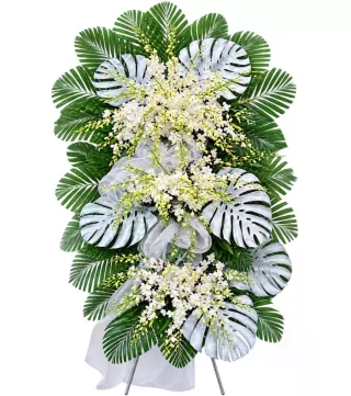 Kệ hoa viếng trắng lá bạc