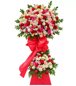 Kệ hồng đỏ phấn hai tầng