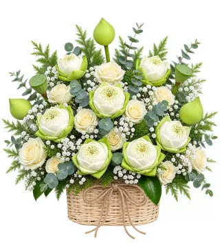 Giỏ hoa viếng sen hồng trắng