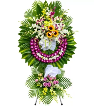 Kệ hoa viếng trắng tím