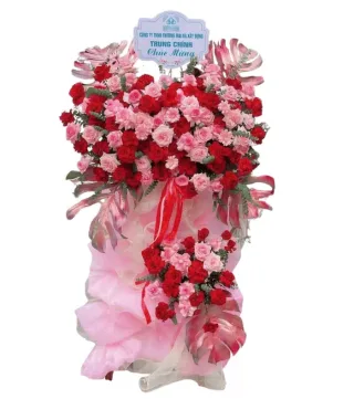 Kệ khai trương hồng phối đỏ