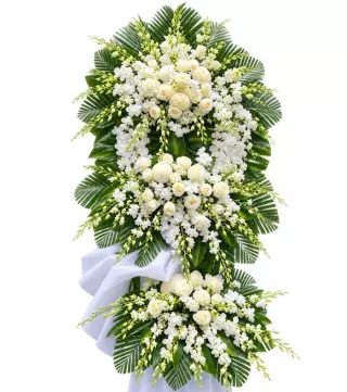 Kệ hoa viếng hồng trắng