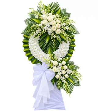 Kệ hoa viếng trắng xanh