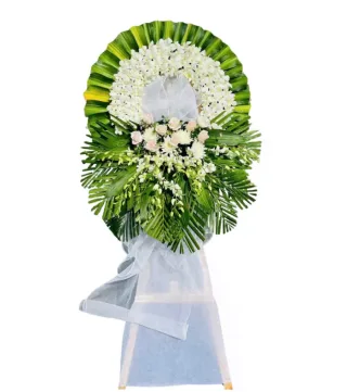 Vòng hoa viếng trắng xanh