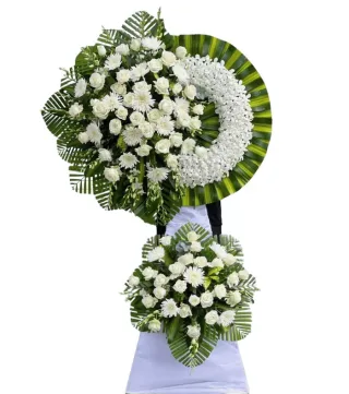 Kệ hoa viếng trắng xanh