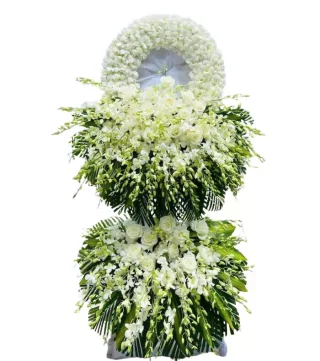 Kệ hoa viếng trắng xanh