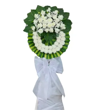 Vòng hoa viếng trắng xanh