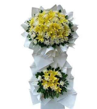 Kệ hoa viếng vàng trắng