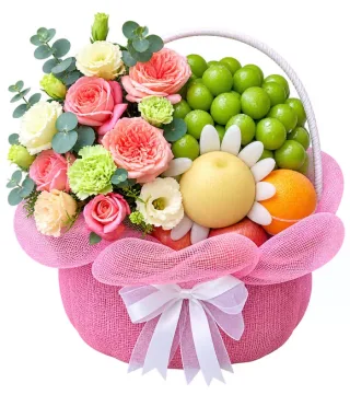 Giỏ trái cây hoa hồng cam