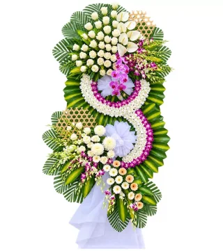 Kệ hoa viếng hồng trắng tím
