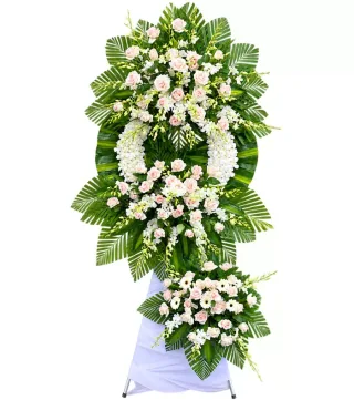 Kệ hoa viếng hồng phấn trắng