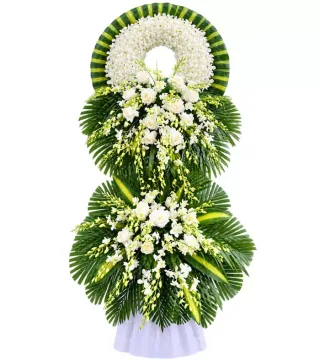 Kệ hoa viếng trắng xanh