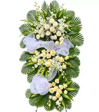 Kệ hoa viếng hồng kem