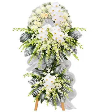 Kệ hoa viếng trắng lá bạc