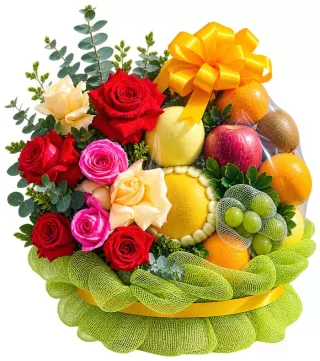 Giỏ trái cây hoa hồng