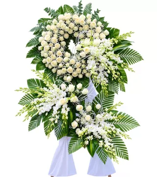 Kệ hoa viếng trắng dáng lệch