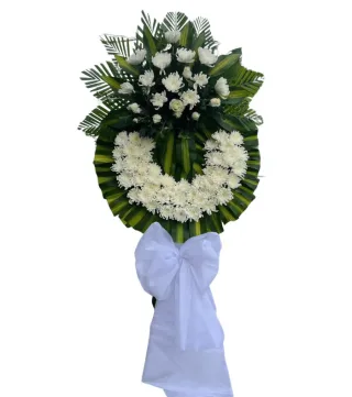 Vòng hoa viếng trắng xanh