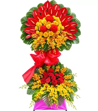 Kệ hồng môn đỏ hoa vàng