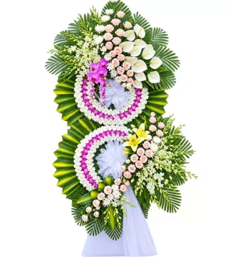 Kệ hoa viếng hồng trắng tím