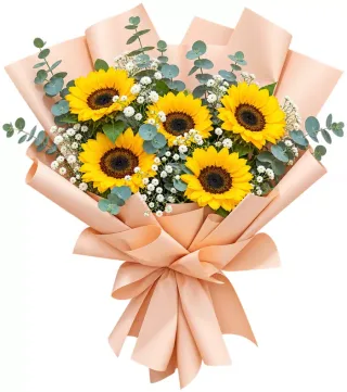 Bó hướng dương giấy cam nhạt