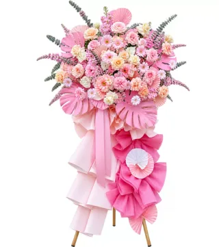 Kệ hoa hồng phấn hai cụm