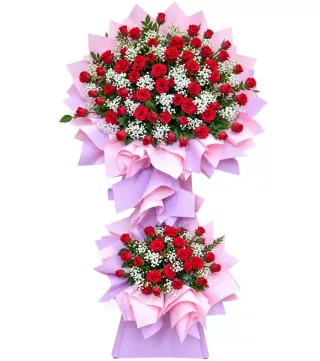 Kệ hồng đỏ hai tầng