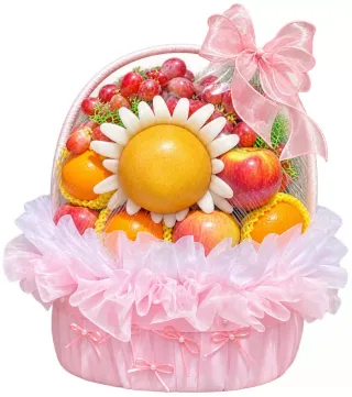 Giỏ trái cây nơ hồng