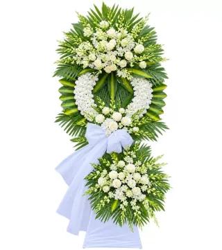 Kệ hoa viếng trắng xanh