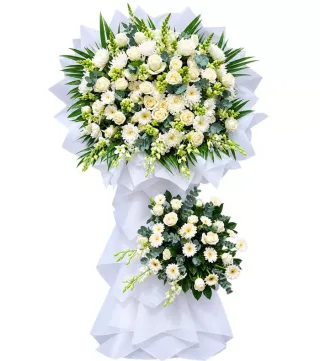 Kệ hoa viếng hồng trắng