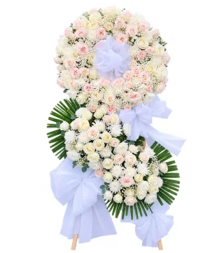 Kệ hoa viếng hồng phấn trắng