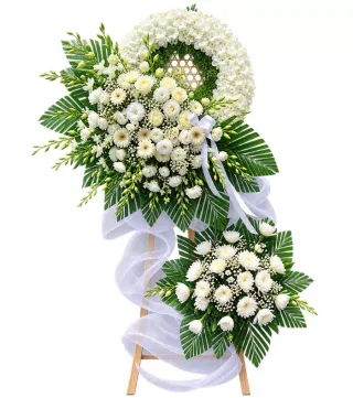 Kệ hoa viếng hồng trắng