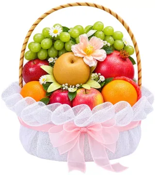 Giỏ trái cây lưới trắng hồng