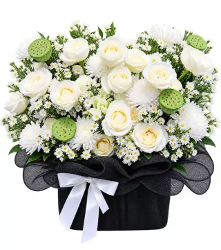 Giỏ hoa viếng trắng