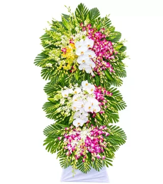 Kệ hoa viếng trắng tím