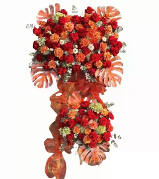 Kệ khai trương đỏ phối cam