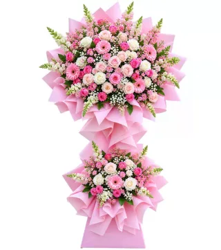 Kệ hoa hồng phấn hai tầng