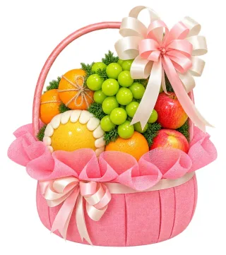 Giỏ trái cây nơ hồng