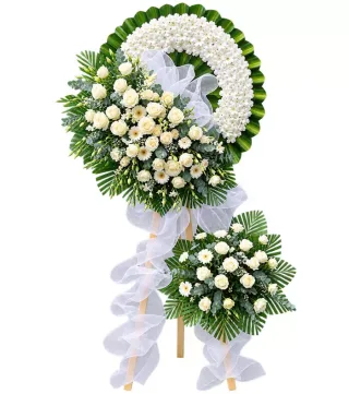 Kệ hoa viếng hồng trắng