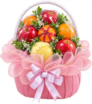 Giỏ trái cây nơ hồng
