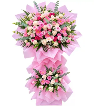 Kệ hoa hồng phấn hai tầng