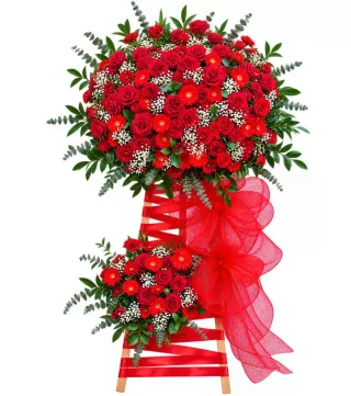 Kệ hoa đỏ hai tầng