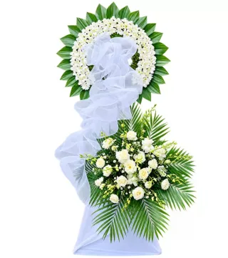 Kệ hoa viếng trắng xanh
