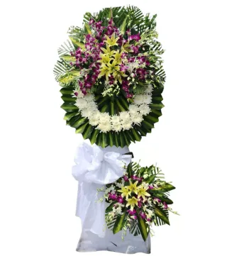 Kệ hoa viếng tím trắng