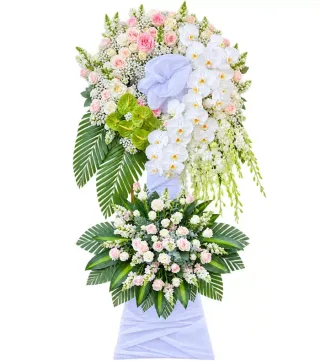 Kệ hoa viếng hồng phấn lan trắng