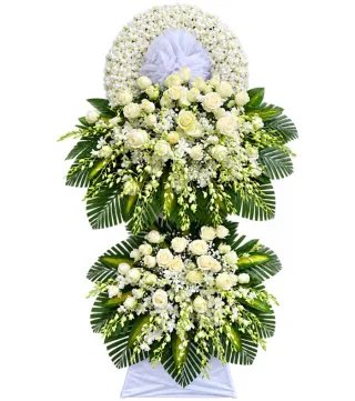 Kệ hoa viếng trắng xanh