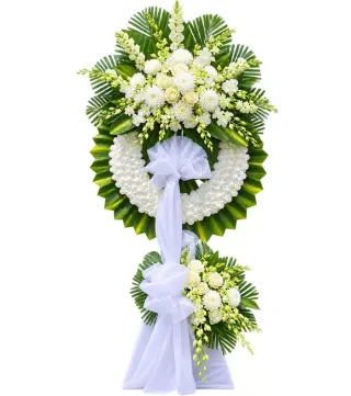 Kệ hoa viếng hồng trắng