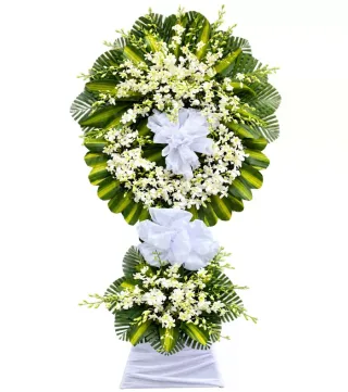 Kệ hoa viếng trắng xanh